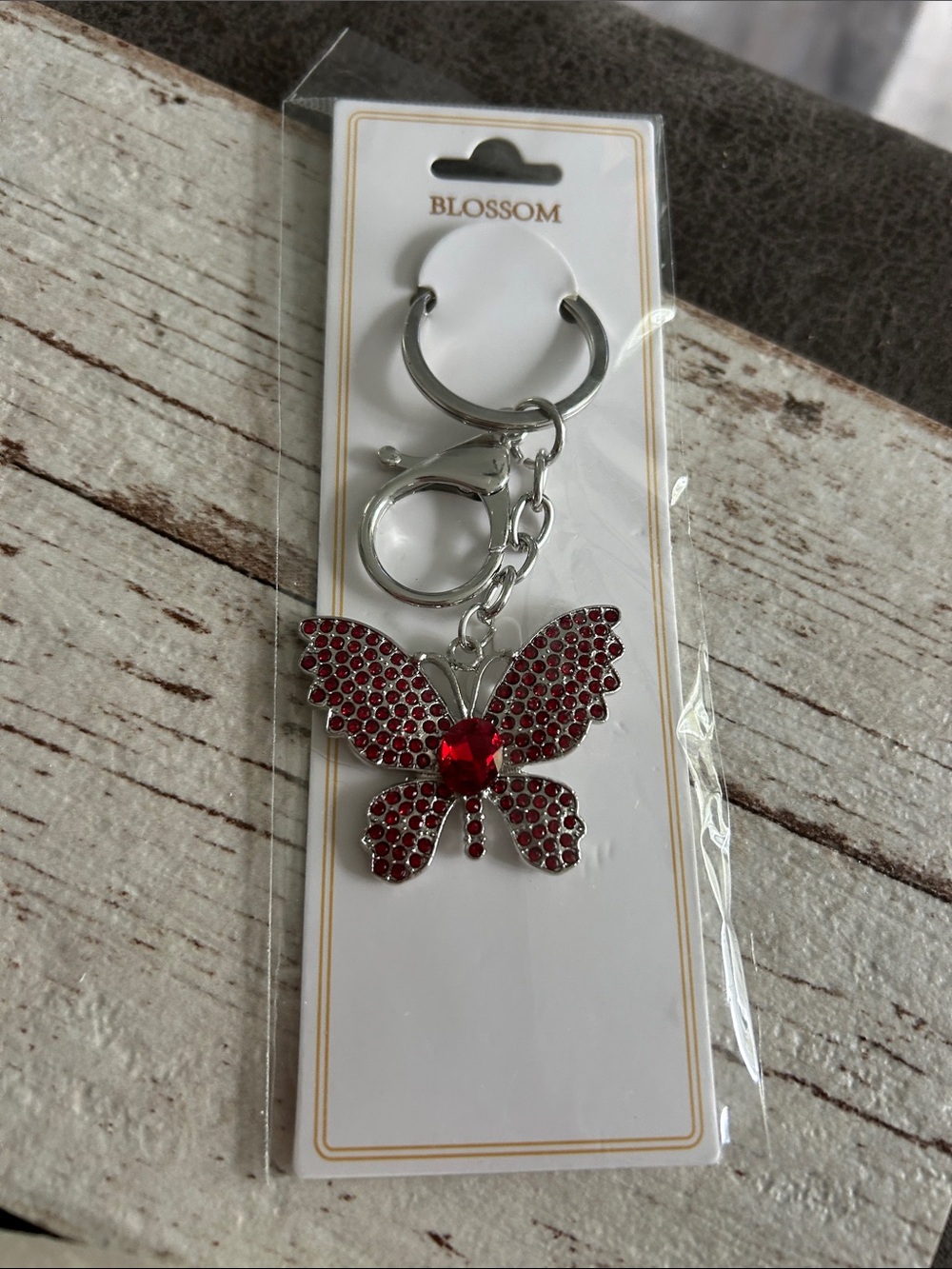 5-$25 Blossom Red Crystal Butterfly Keychain